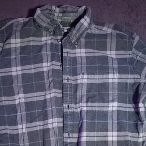 Eddie Bauer Navy and Gray Plaid Casual Shirt
